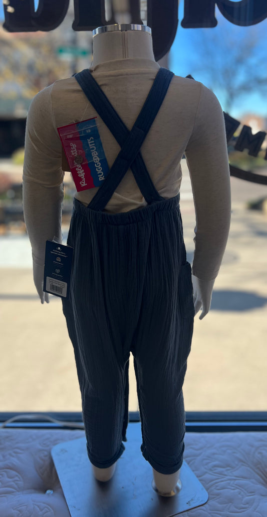 RuggedButts Heather Oatmeal and Blue Overall Jumpsuit