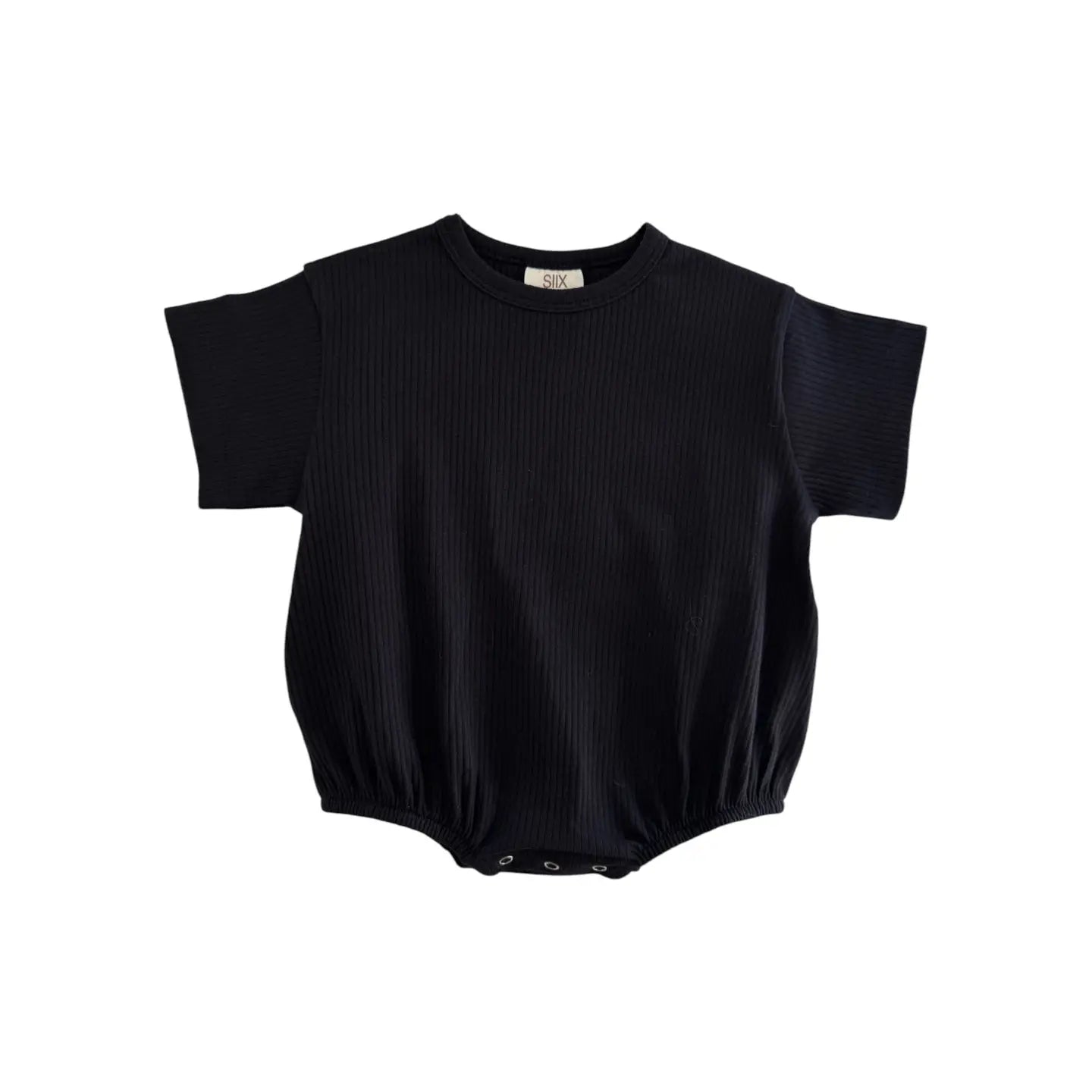 Black Organic Ribbed Bubble T-Shirt