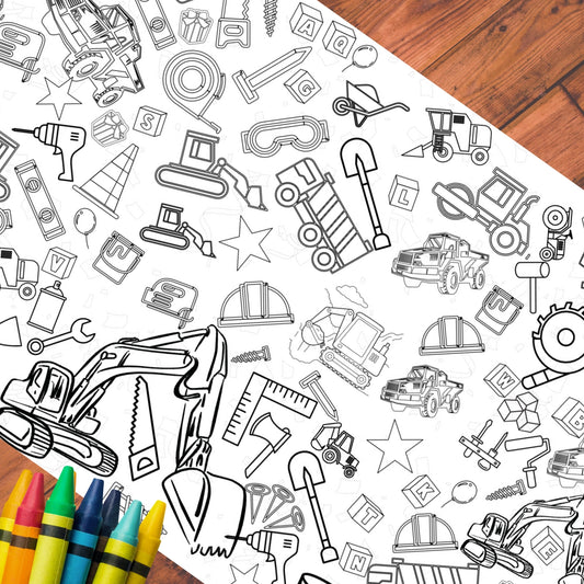 Construction Coloring Tablecloth