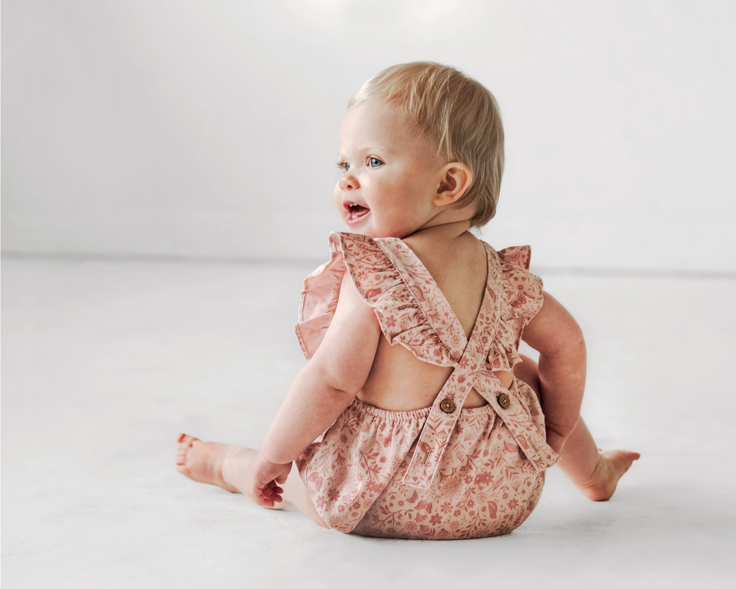 Birds and Butterflies Overall Flutter Romper