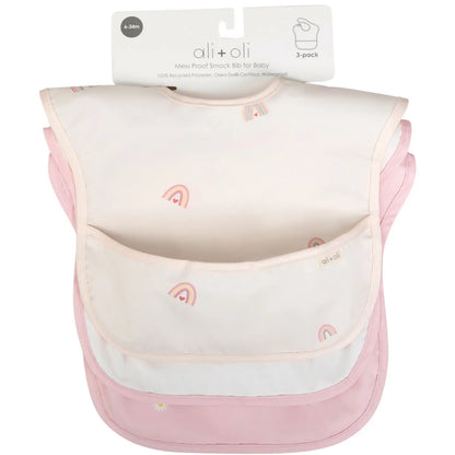 Rainbow and Flowers Sleeveless Smock Bib Set