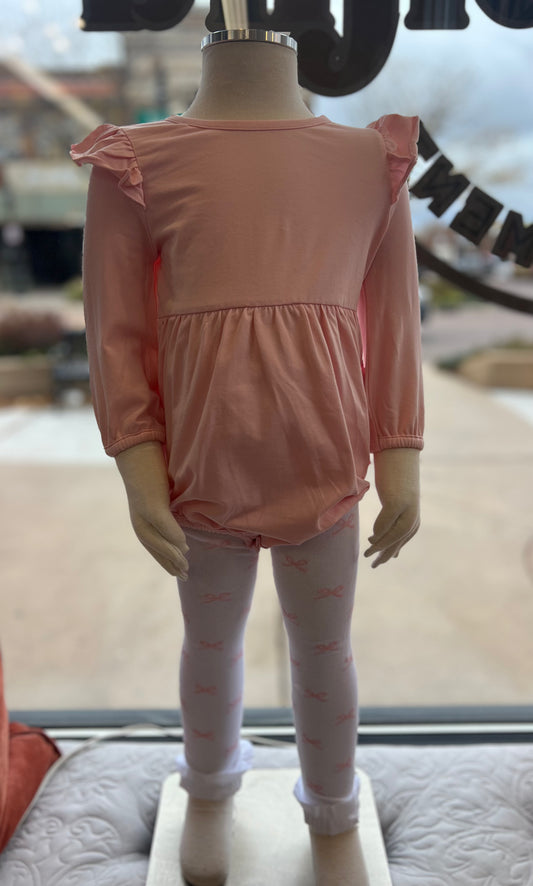 RuffleButts Long Sleeve Flutter Bubble Romper