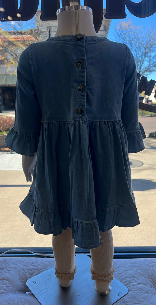 RuffleButts Denim High Low Ruffle Tunic