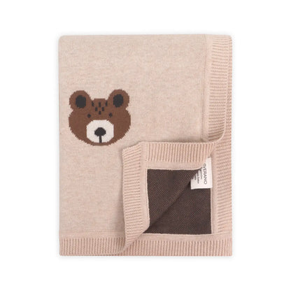 Brown Bear Organic Cotton Knit Baby Blanket