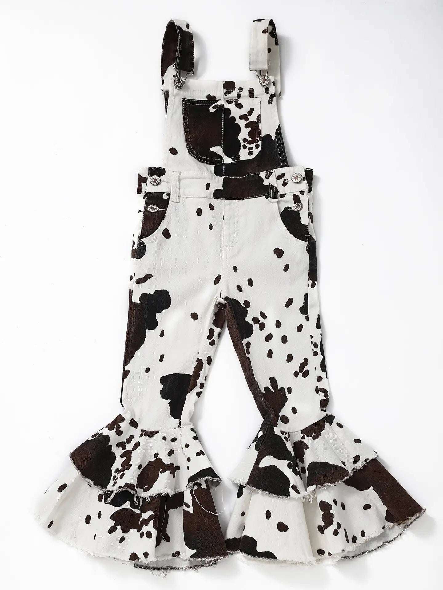 Cow Print Denim Overalls