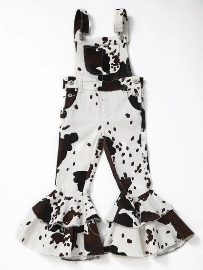 Cow Print Denim Overalls