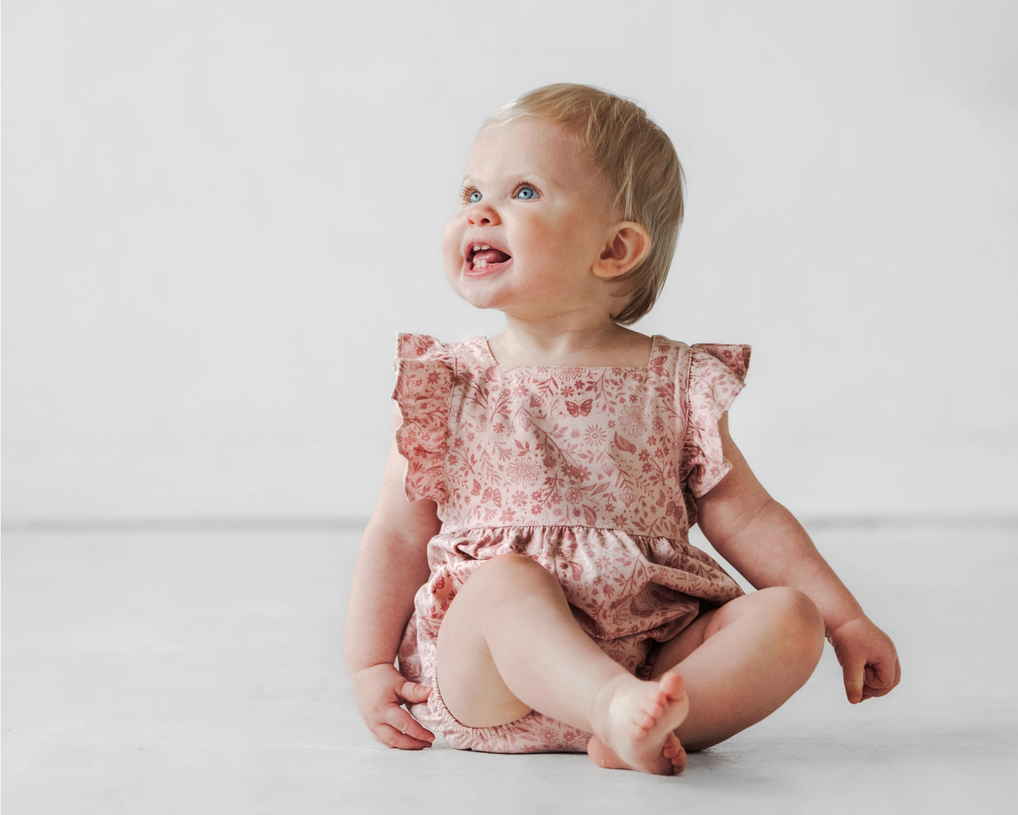 Birds and Butterflies Overall Flutter Romper