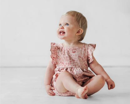 Birds and Butterflies Overall Flutter Romper