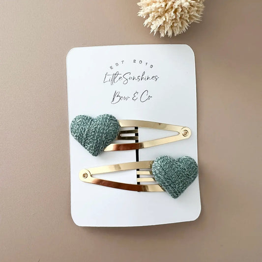 Blue Heart Snap Hair Clips