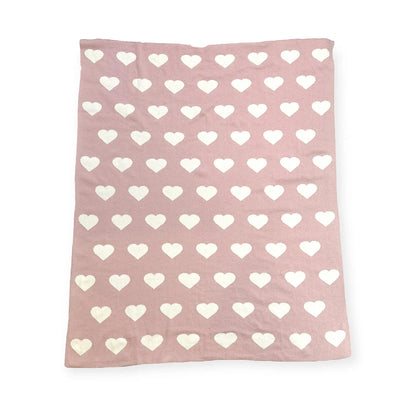 Reversible Hearts Organic Cotton Sweater Knit Baby Blanket
