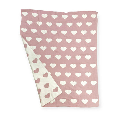 Reversible Hearts Organic Cotton Sweater Knit Baby Blanket