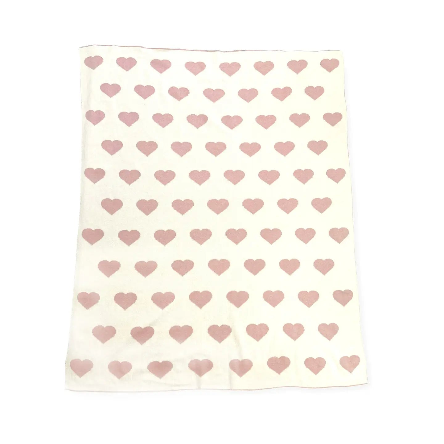 Reversible Hearts Organic Cotton Sweater Knit Baby Blanket