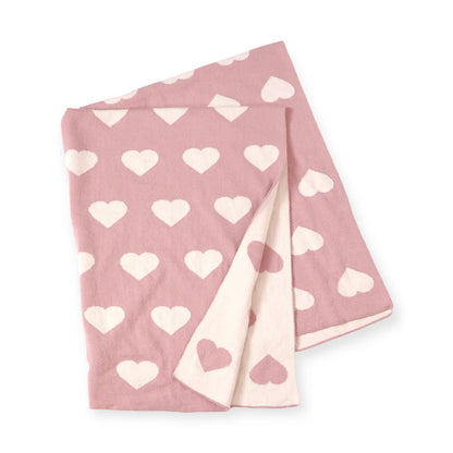 Reversible Hearts Organic Cotton Sweater Knit Baby Blanket