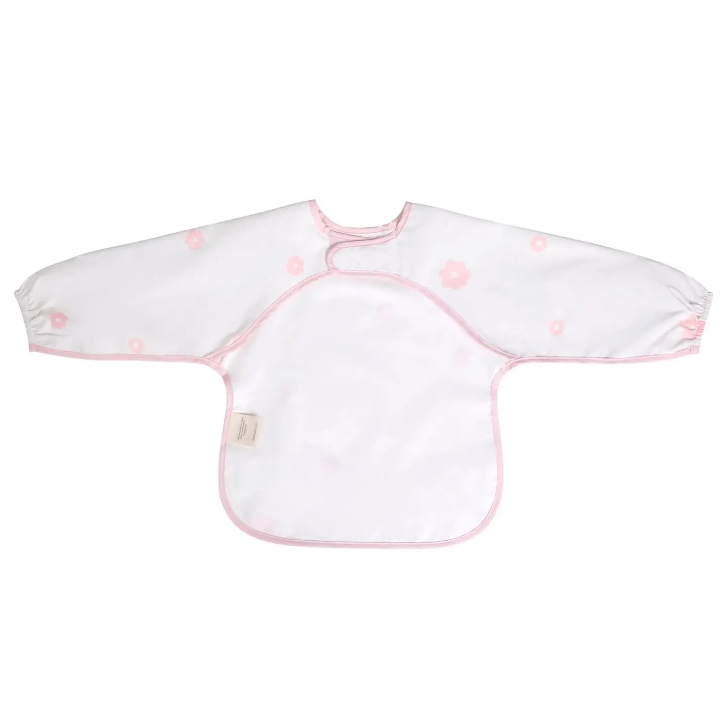 Pink Flowers Long Sleeve Smock Bib