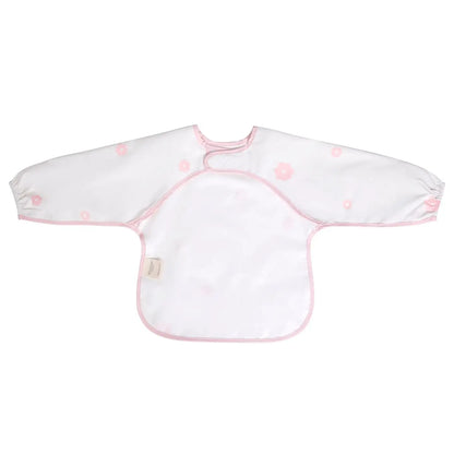Pink Flowers Long Sleeve Smock Bib