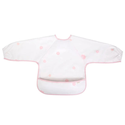 Pink Flowers Long Sleeve Smock Bib