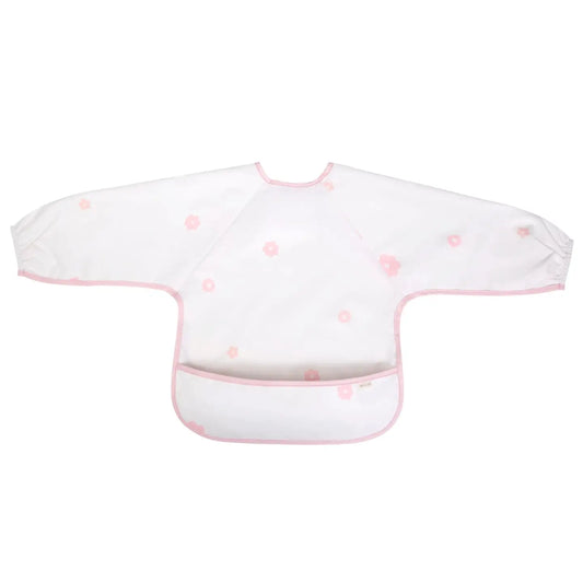 Pink Flowers Long Sleeve Smock Bib
