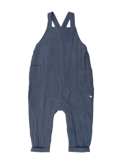 RuggedButts Heather Oatmeal and Blue Overall Jumpsuit