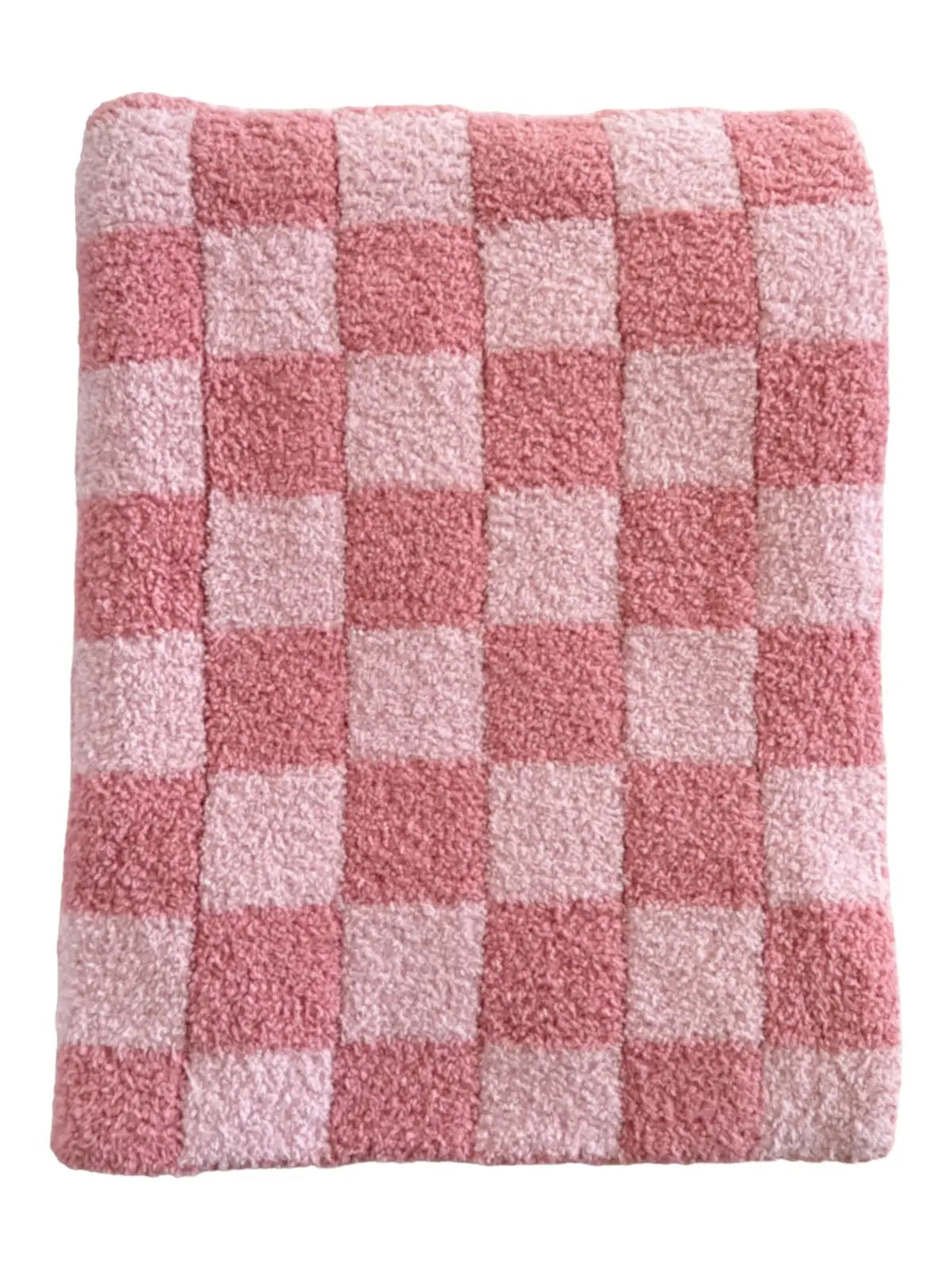 Light Pink and Dark Pink Checkered Blanket