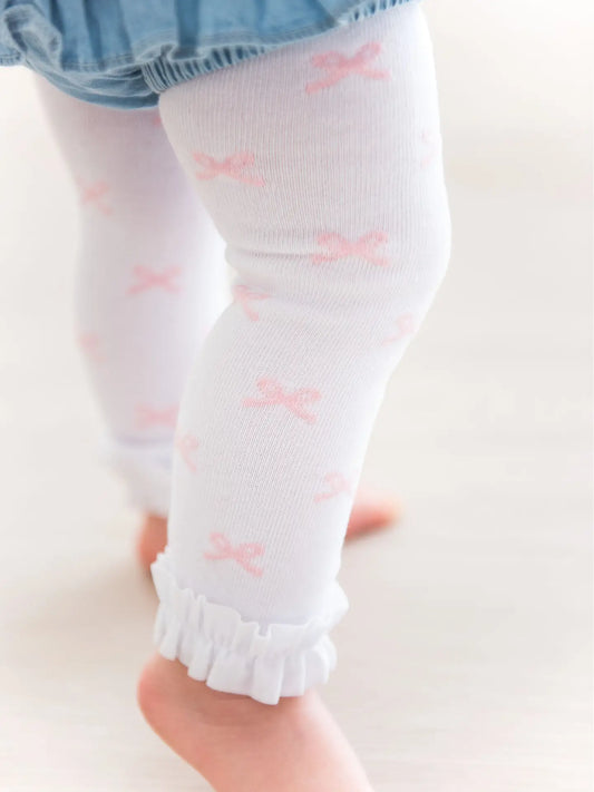 RuffleButts Pink Bows Footless Ruffle Tights