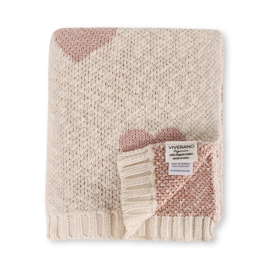 Loving Hearts Organic Cotton Sweater Baby Blanket