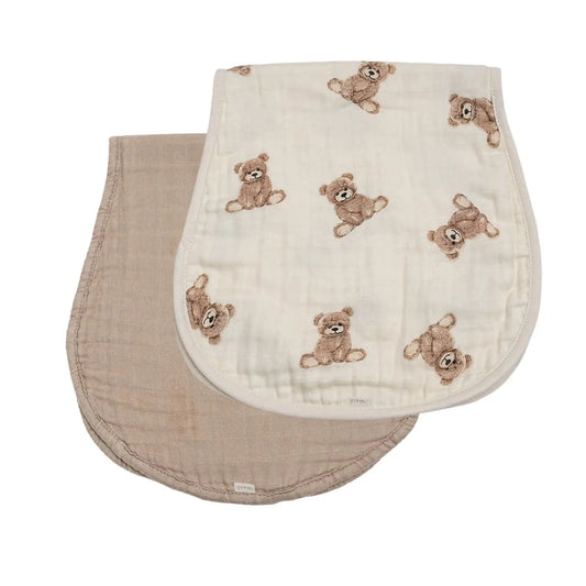 Bamboo Muslin Teddy Burp Cloth Set