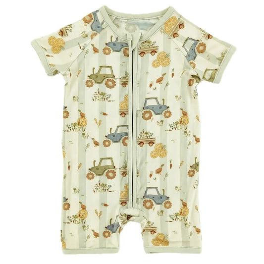 Tractor Trails Short Romper